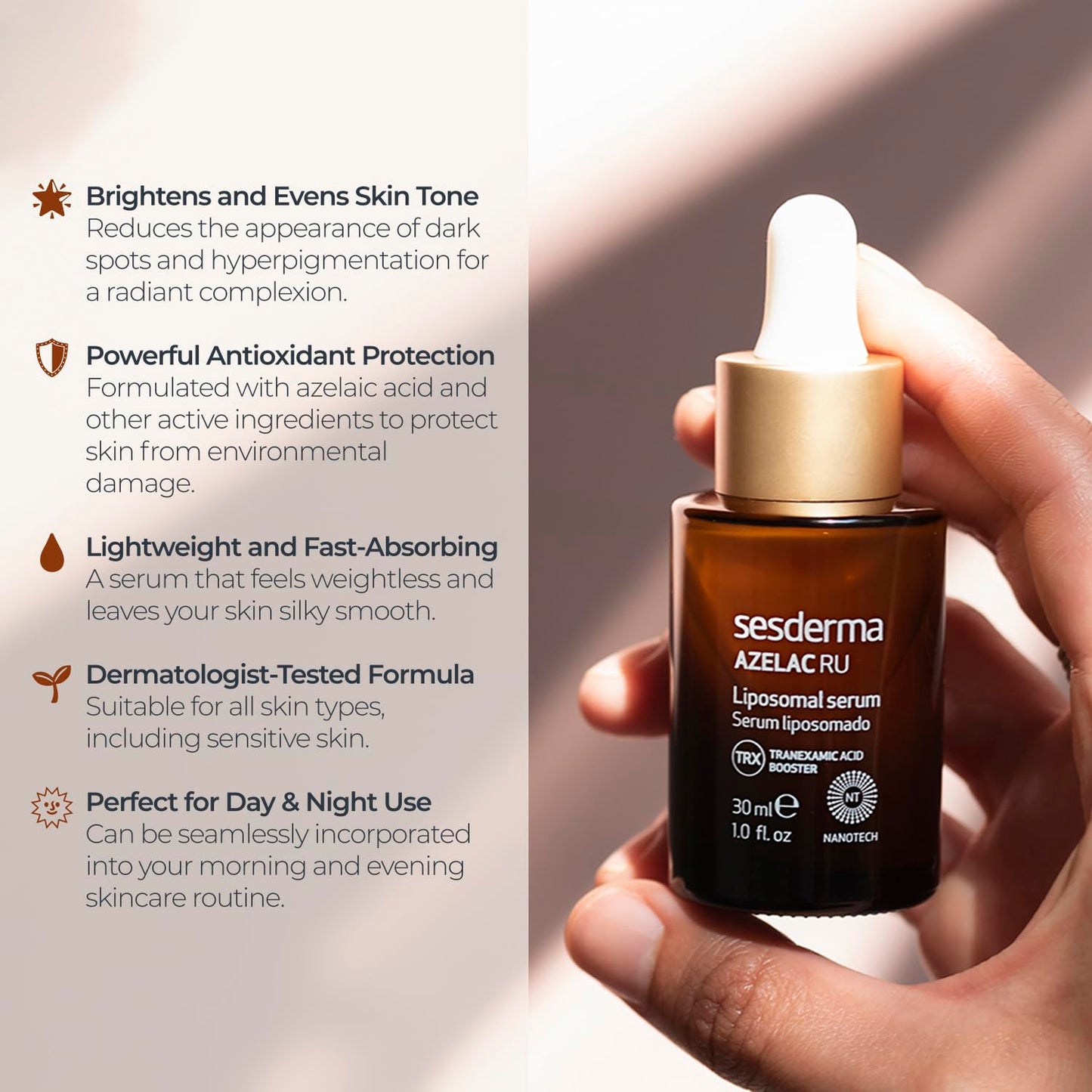 Sesderma Azelac RU Liposomal Serum with Tranexamic Acid Booster | For Skin Depigmentation