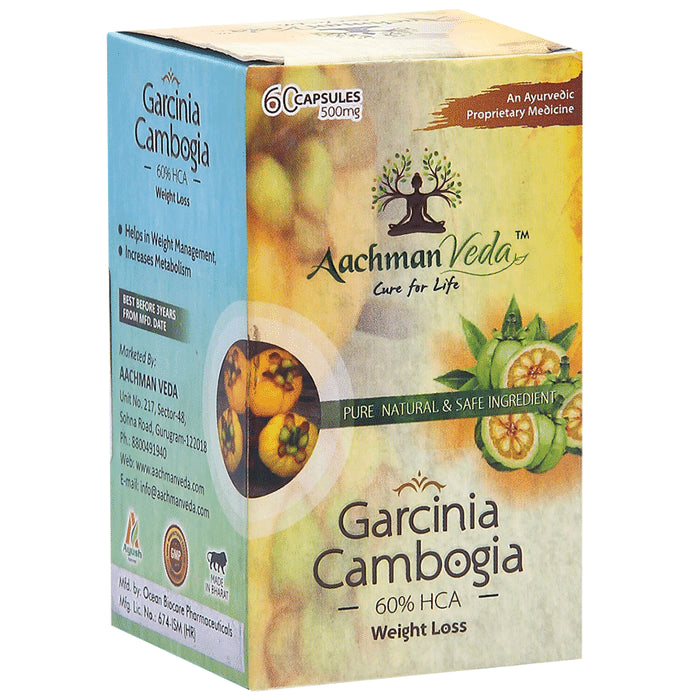 Aachman Veda Garcinia Cambogia 500mg 60% HCA Weight Loss Capsule (60 Each) - Classic Derma