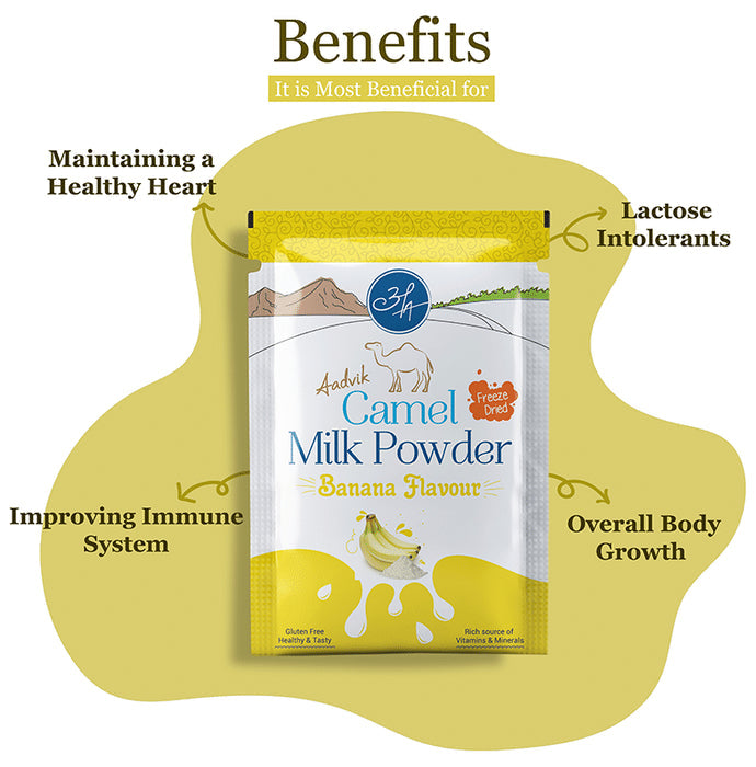 Aadvik Camel Milk Powder Sachet (30gm Each) Banana Freeze Dried