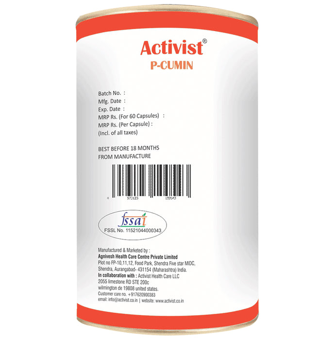 Activist P-Cumin Piperine Capsule In Curcumin Oil Capsule
