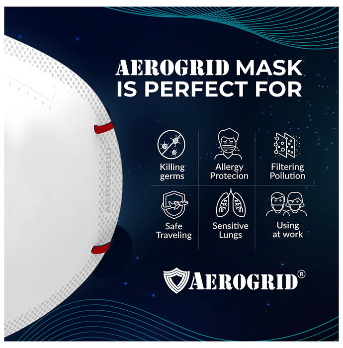 Aerogrid FFP2 Premium 6 Layer N95 Mask White with Adjustable Red Head loop