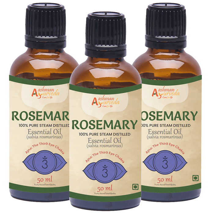 Aashman Ayurveda 100% Pure Steam Distilled Essential Oil (50ml Each) Rosemary - Classic Derma