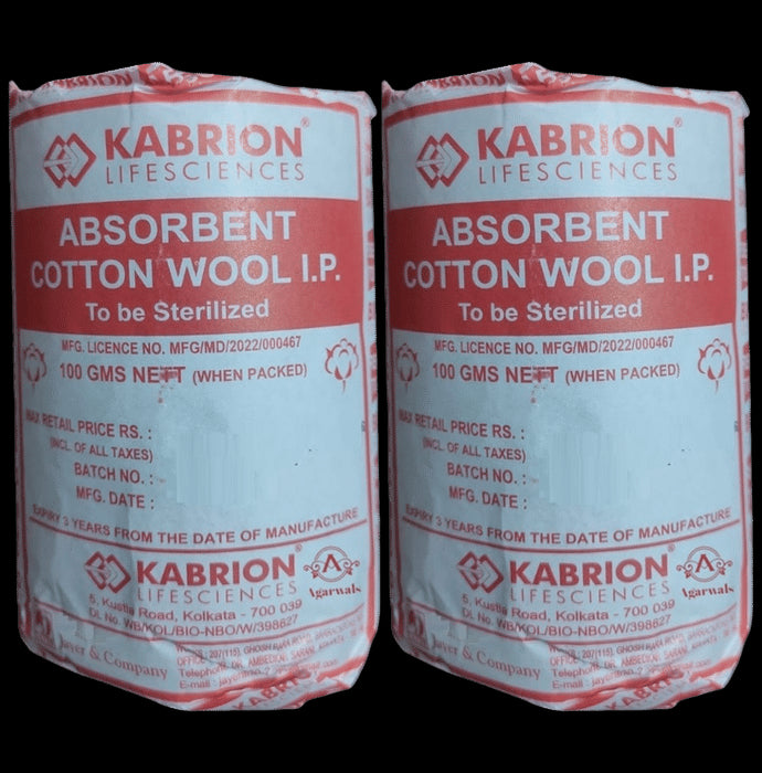 Agarwals Kab Jayer Absorbent Surgical Cotton Wool IP (100gm Each) - Classic Derma