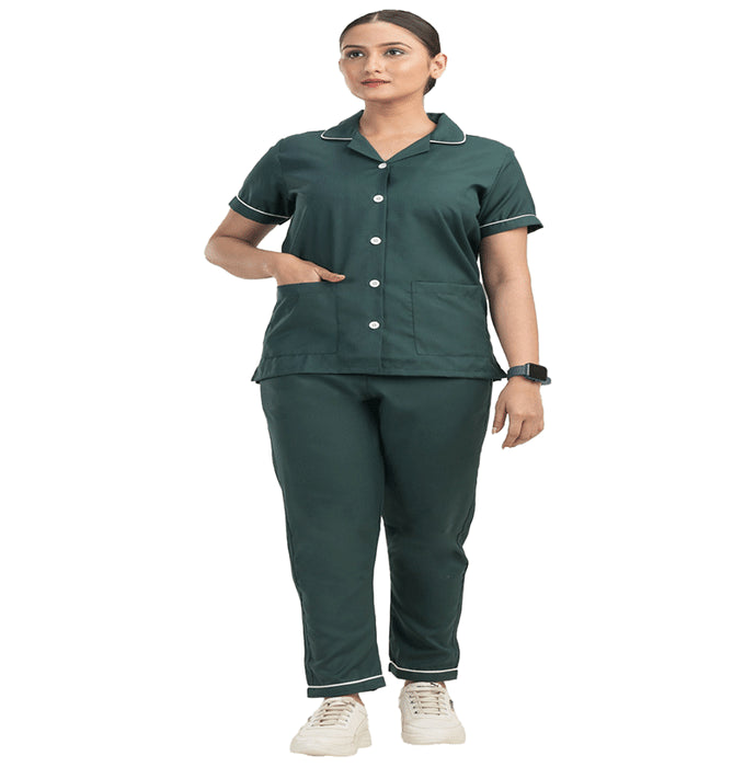 Agarwals Nurse Uniform Softn Comfy Pure Viscose Cotton Bottle Green XXXL - Classic Derma