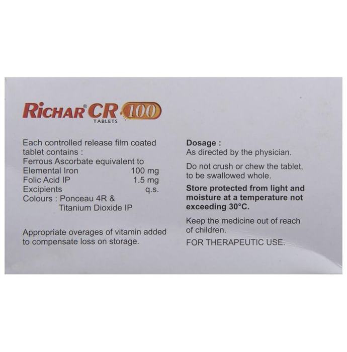 Richar CR 100 Tablet with Ferrous Ascorbate & Folic Acid