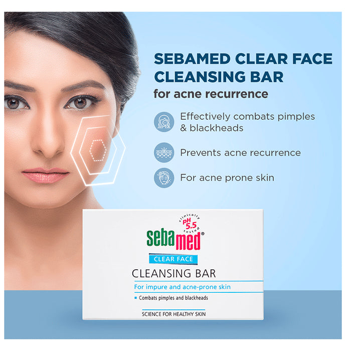 Sebamed Clear Face Cleansing Bar for Acne Prone Skin | Combats Pimples & Blackheads