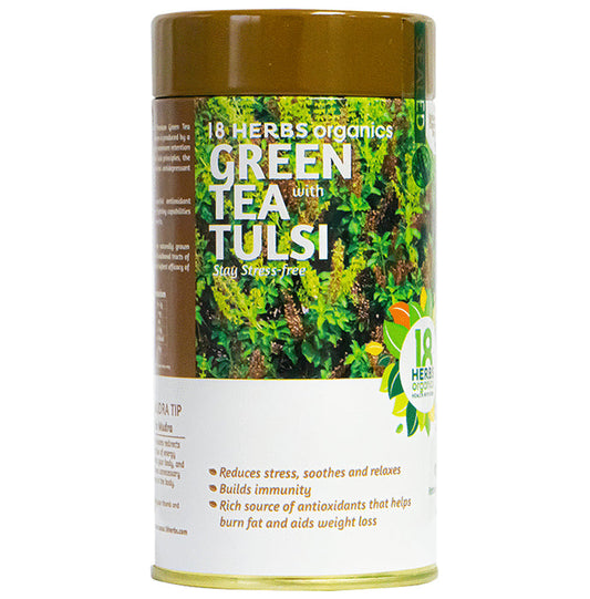 18 Herbs Organics Green Tea Bag (1.25gm Each) with Tulsi - Classic Derma
