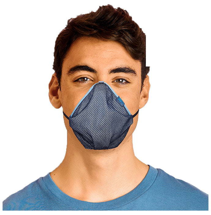 3bo Medium Deltoid Turbo Face Mask in Navy Mesh with Blue, Grey & Navy Binding - Classic Derma