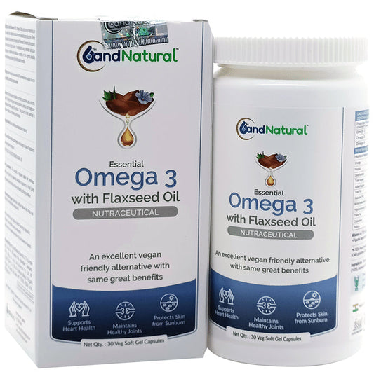 6th and Natural Essential Omega 3 with Flaxseed Oil Veg Softgel Capsule - Classic Derma