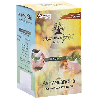Aachman Veda Ashwagandha Capsule 500mg for Overall Strength (60 Each) - Classic Derma