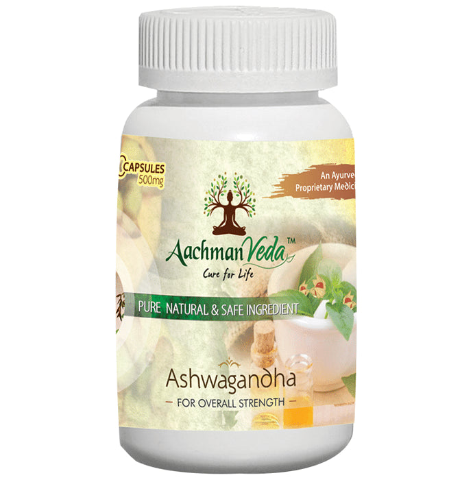 Aachman Veda Ashwagandha Capsule 500mg for Overall Strength (60 Each) - Classic Derma