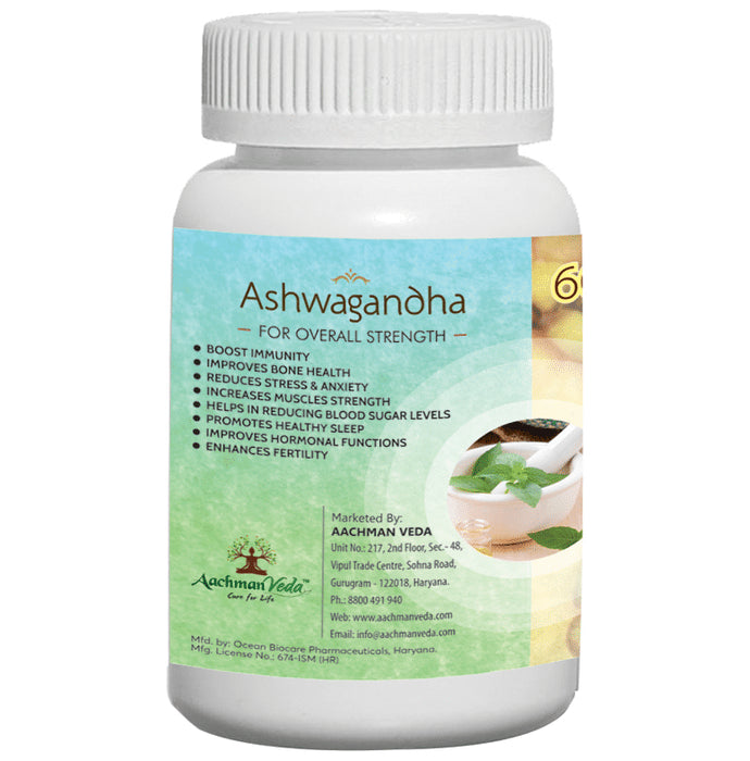 Aachman Veda Ashwagandha Capsule 500mg for Overall Strength (60 Each)