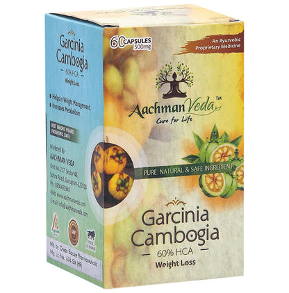 Aachman Veda Garcinia Cambogia 500mg 60% HCA Weight Loss Capsule (60 Each) - Classic Derma