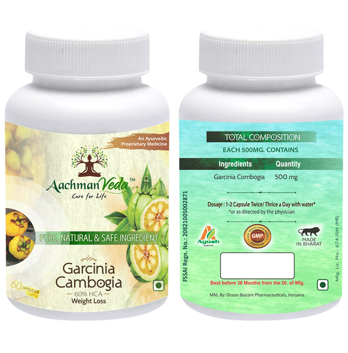 Aachman Veda Garcinia Cambogia Capsule with Aachman Veda Curcumin Drop 30ml Free