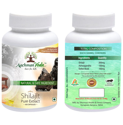 Aachman Veda Shilajit Pure Extract Capsule with Aachman Veda Recure Hair Tonic 30ml Free