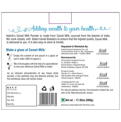 Aadvik Camel Milk Powder Sachet (20gm Each) Freeze Dried