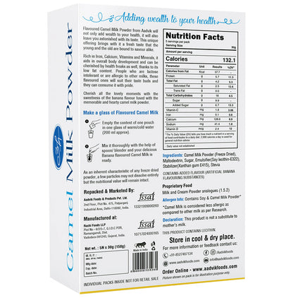 Aadvik Camel Milk Powder Sachet (30gm Each) Banana Freeze Dried