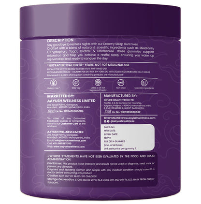 Aayush Dreamy Sleep Gummies (30 Each) Blueberry