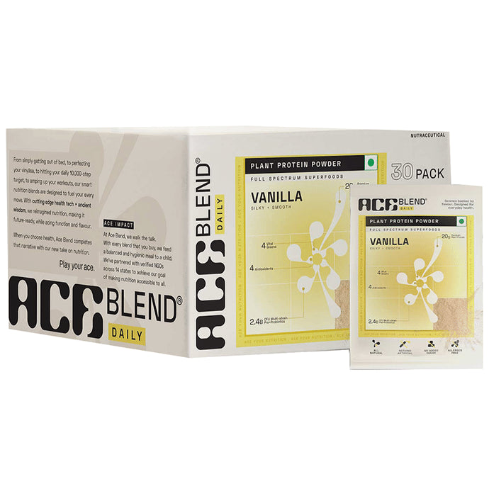 Ace Blend Daily 20g Vegan Plant Protein Powder & Superfoods Vanilla
