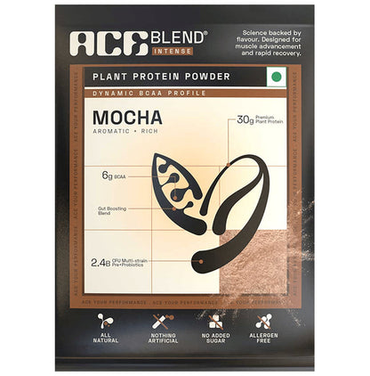 Ace Blend Intense 30g Vegan Plant Protein Powder with BCAA Mocha - Classic Derma