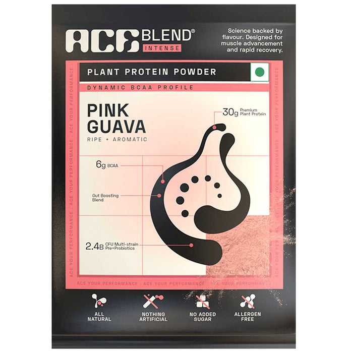 Ace Blend Intense 30g Vegan Plant Protein Powder with BCAA Pink Guava - Classic Derma