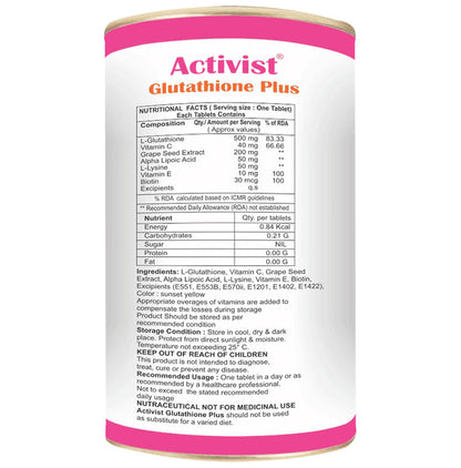 Activist Glutathione Plus Tablet