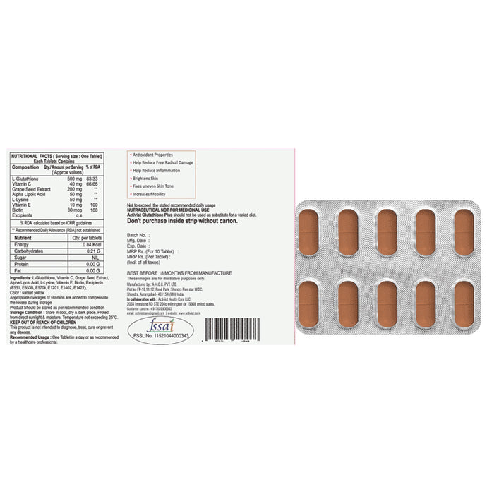 Activist Glutathione Plus Tablet (10 Each)