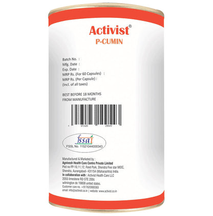 Activist P-Cumin Piperine Capsule In Curcumin Oil Capsule