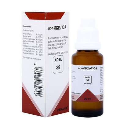 ADEL Anti Sciatica Combo Pack of ADEL 39 Apo-Sciatica Drop 20ml & Magnesia Phosphoricum 20gm Biochemic Tablet 6X