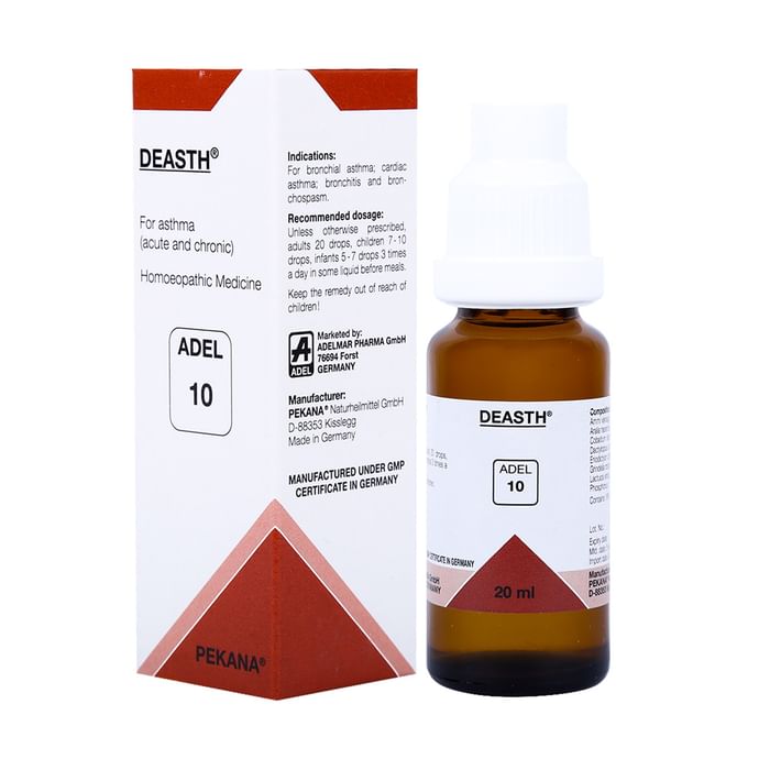 ADEL Asthma Care Combo Pack of 10 Deasth Drop 20ml & Antimonium Tartaricum Dilution 30CH 10ml