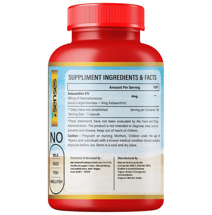 7Senses Astaxanthin 4mg Vegetarian Capsule (60 Each)