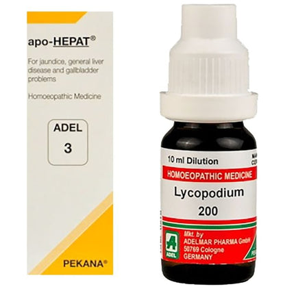 ADEL Liver Care Combo Pack of ADEL 3 Apo-Hepat Drop 20ml & Lycopodium Clavatum Dilution 200 CH 10ml - Classic Derma