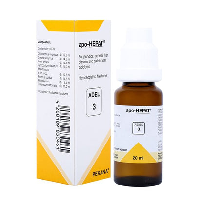 ADEL Liver Care Combo Pack of ADEL 3 Apo-Hepat Drop 20ml & Lycopodium Clavatum Dilution 200 CH 10ml