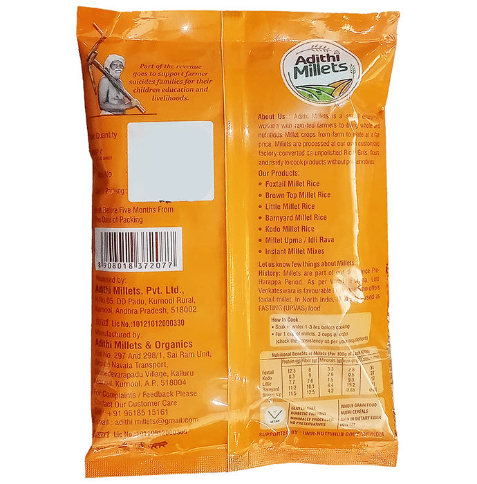 Adithi Millets Combo Pack of BrownTop Millet Rice , Barnyard Millet Rice , Foxtail Millet Rice , Little Millet Rice & Kodo Millets Rice (1kg Each)