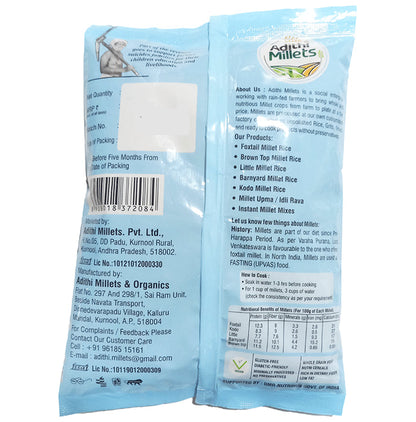 Adithi Millets Combo Pack of BrownTop Millet Rice , Barnyard Millet Rice , Foxtail Millet Rice , Little Millet Rice & Kodo Millets Rice (500gm Each)