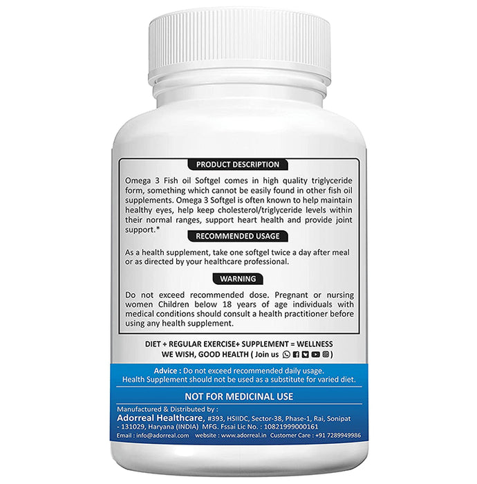 Adorreal Omega-3 Fish Oil EPA 180 + DHA 120 Softgels