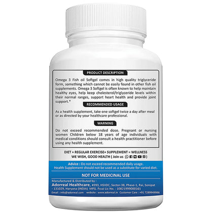 Adorreal Omega-3 Fish Oil EPA 180 + DHA 120 Softgels