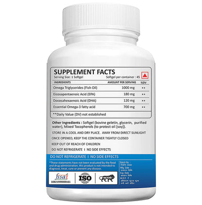 Adorreal Omega-3 Fish Oil EPA 180 + DHA 120 Softgels