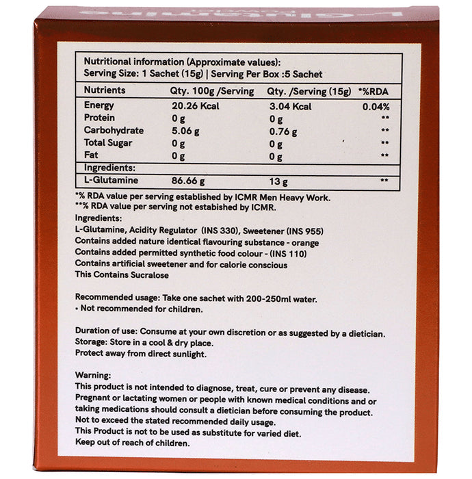 Adrun Glutamax L-Glutamine Powder Sachet (15gm Each) Orange
