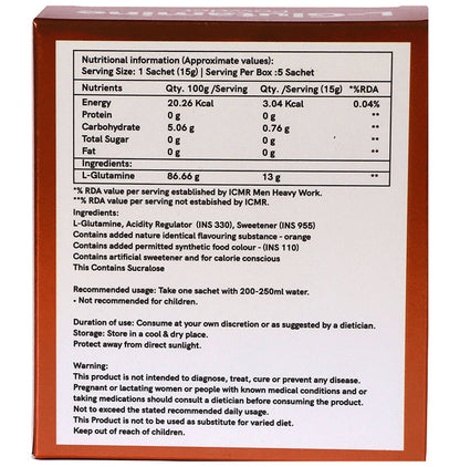 Adrun Glutamax L-Glutamine Powder Sachet (15gm Each) Orange