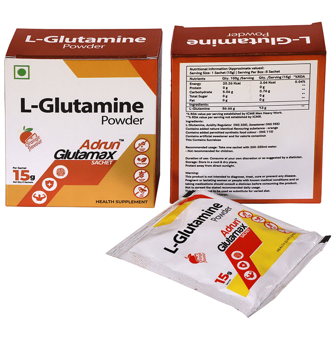 Adrun Glutamax L-Glutamine Powder Sachet (15gm Each) Orange