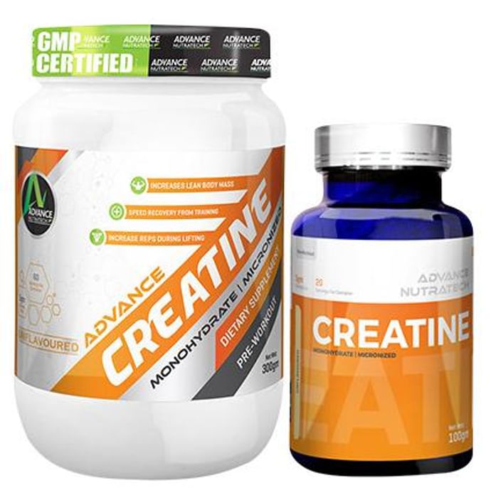 Advance Nutratech Combo of Creatine Monohydrate Unflavored 300gm and Creatine Monohydrate Unflavored 100gm - Classic Derma