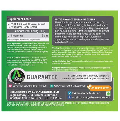 Advance Nutratech Glutamine Supplement Powder Fruit Punch