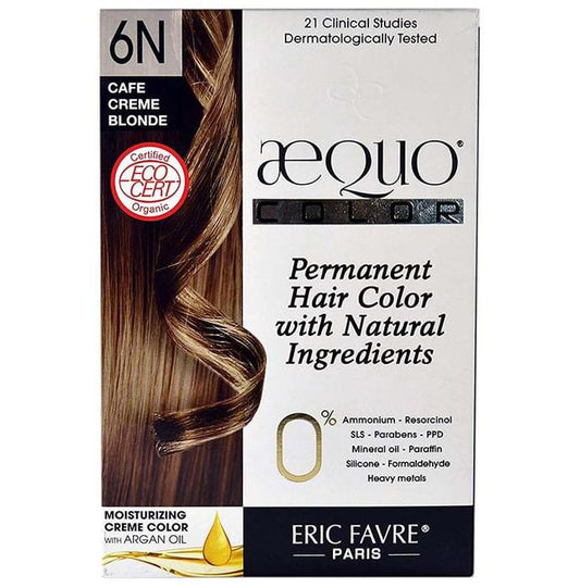 Aequo Permanent Hair Color with Natural Ingreidents Cafe Creme Blonde 6N - Classic Derma