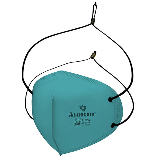 Aerogrid FFP2 BIS Certified 5 Layer N95 Mask Green with Adjustable Black Head Loop - Classic Derma