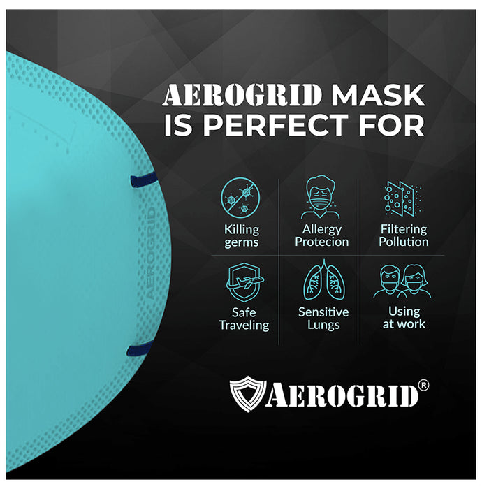 Aerogrid FFP2 BIS Certified 5 Layer N95 Mask Green with Adjustable Black Head Loop