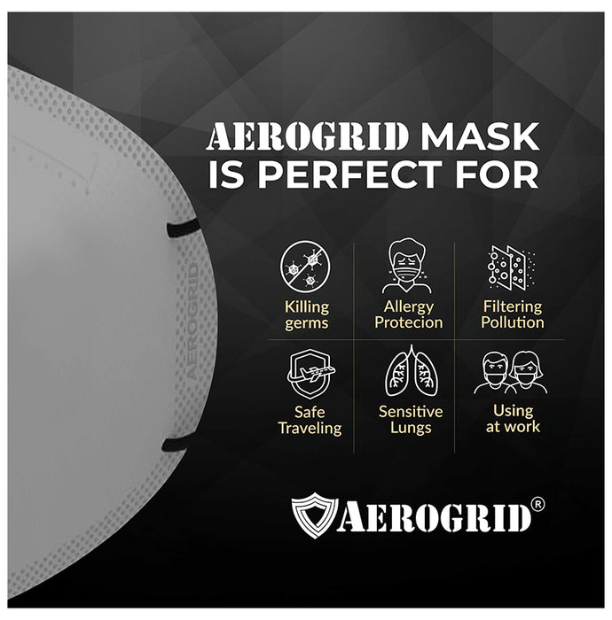 Aerogrid FFP2 BIS Certified 5 Layer N95 Mask Grey with Adjustable Black Head Loop