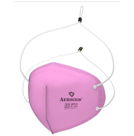 Aerogrid FFP2 BIS Certified 5 Layer N95 Mask Pink with Adjustable White Head Loop - Classic Derma