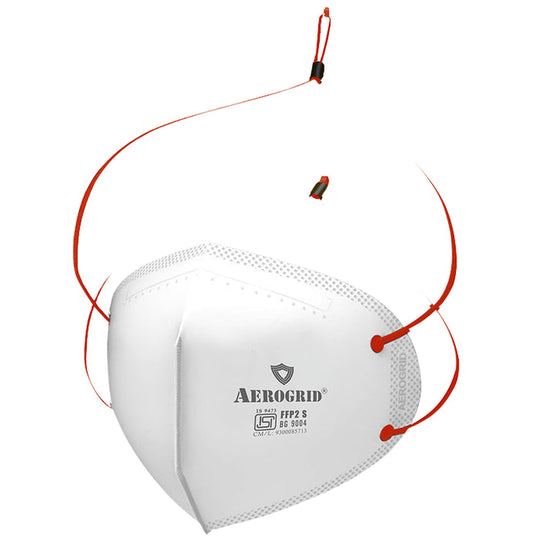Aerogrid FFP2 Premium 6 Layer N95 Mask White with Adjustable Red Head loop - Classic Derma