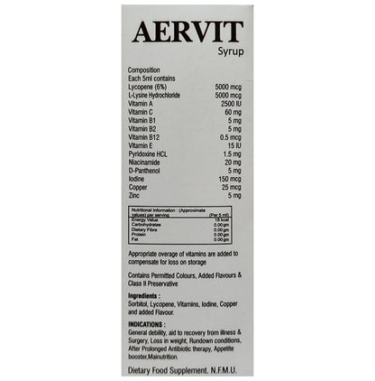 Aervit Syrup Mixed Fruit Sugar Free